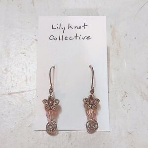 1.75 Inch Pink Czech Bead AB Finish Dangle Earrings Handmade Jewelry